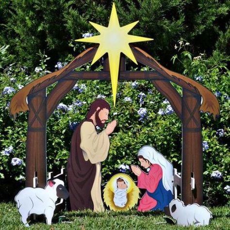 Outdoor Nativity Sets, Nativity Scene Diy, Nativity Scene Display, Christian Christmas Decorations, Outdoor Nativity Scene, Outdoor Nativity, Diy Nativity, Outside Christmas Decorations, Christmas Yard Art