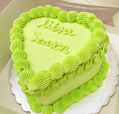 Libra Cake Ideas, Lime Green Cake, Bird Cottage, Cake Bday, Cake Themes, Heart Birthday Cake, Cupcake Business, Fake Cakes, Birthday Freebies