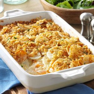 Dijon Scalloped Potatoes Recipe -My family loves this creamy and colorful recipe for cheesy potatoes. It has both sweet and white potatoes, lots of rich, buttery flavor and a pretty, golden-crumb topping. —Carolyn Putnam, Norwalk, Ohio Easter Casserole, Japanese Meat, Meat And Potatoes Recipes, Sweet Potato Dishes, Scalloped Potato Recipes, Potatoe Casserole Recipes, Taste Of Home Recipes, Ree Drummond, Potato Side Dishes