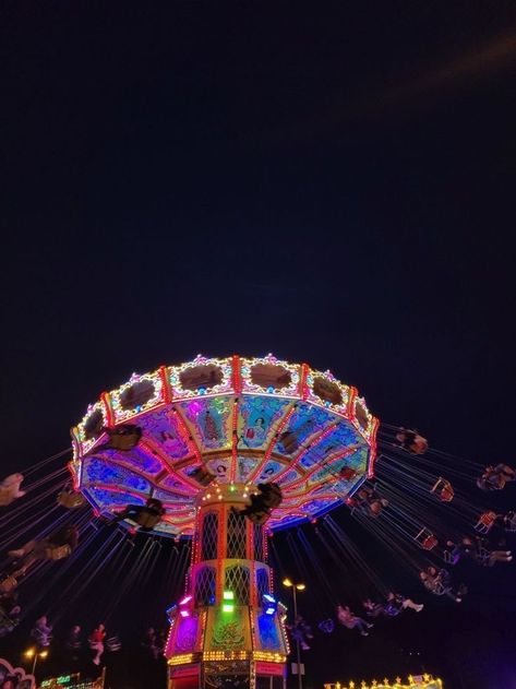 #fair #carousel #night #dark #lights #aesthetic #aes Lights Aesthetic, Carousel, Fair Grounds