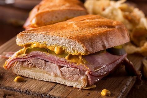 Get to know Miami’s favorite–and most controversial–meal. Pan Cubano, Sandwich Cubano, Cuban Sandwich Recipe, Hot Sandwich Recipes, Cubano Sandwich, Cuban Bread, Sandwich Day, Cuban Sandwich, Ham And Cheese Sandwich