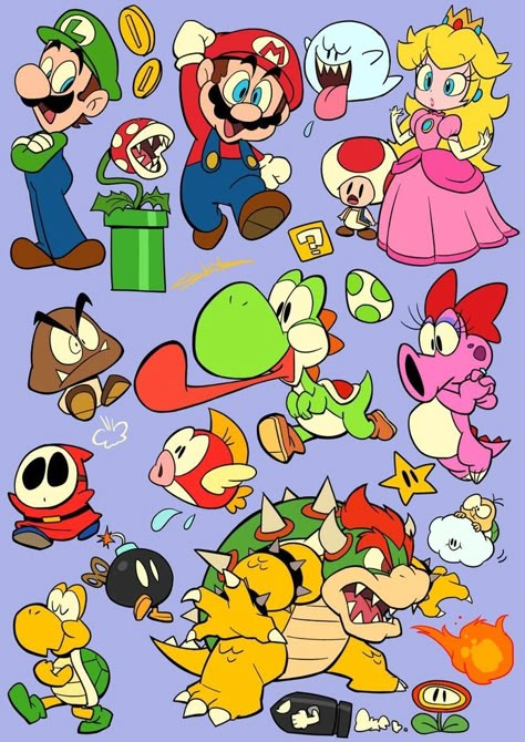 Nintendo Tattoo, Mario Tattoo, Mario And Friends, Arte Doodle, Videogame Art, Mario Games, Super Mario Art, Nintendo Art, Super Mario Brothers