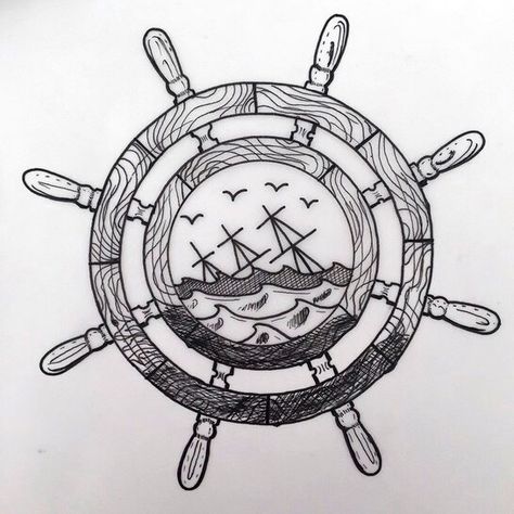 Helm Tattoo Design, Ship Helm Tattoo, Navigator Drawing, Rudder Tattoo, Helm Tattoo, Ship Wheel Tattoo, Stay True Tattoo, Cover Up Tattoos For Men, Navy Tattoos