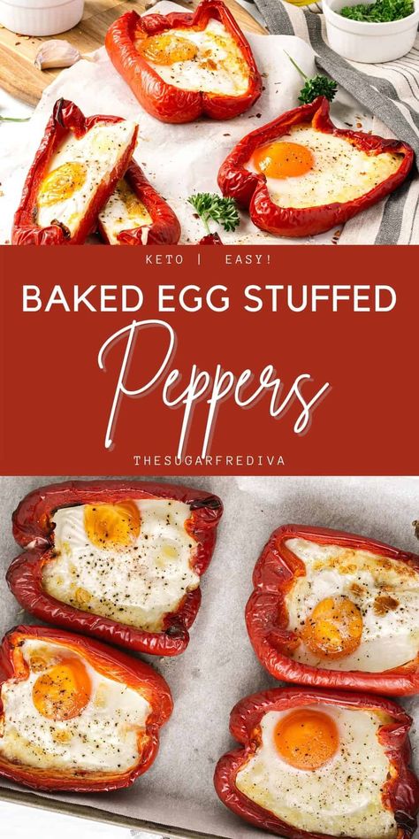 Egg Stuffed Peppers, Heathly Breakfast, Stuffed Peppers Keto, Breakfast Meat, Baked Egg, High Protein Low Carb Recipes, Supper Recipes, Paleo Breakfast, Easy Appetizer Recipes