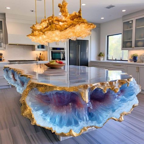 A rustic-industrial coffee table combining wood and metal elements. Resin Island, Rustic Industrial Coffee Table, Epoxy Kitchen, Crafts For Beginners, Cathedral Architecture, Industrial Coffee Table, Lift Top Coffee Table, Elegant Dinner, Furniture Trends