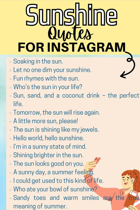 Looking for something good to post during your summer holidays? Then check out the sunshine quotes here, perfect for boosting your summer holiday pictures using the perfect caption for instagram Sunny Day Aesthetic Captions, Sun Kissed Captions For Instagram, Sun Captions For Instagram Selfies, Tan Captions, Sun Photo Caption, Sun Selfie Captions, Caption For Instagram, Good Summer, Perfect Captions