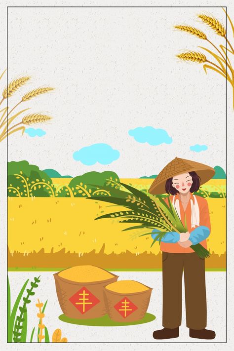 Rice Farm Aesthetic, Rice Farming Illustration, International Millets Day Poster, International Year Of Millets Poster, Millets Poster Making Ideas, Restaurant Moodboard, Field Background, Rice Packaging, Rice Mill