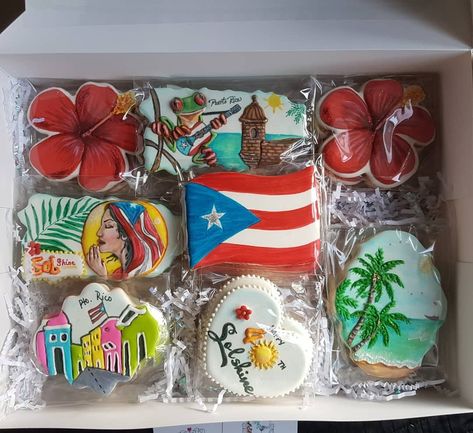 Puerto Rico Themed Birthday Party, Puerto Rican Cookies, Puerto Rican Birthday Party Theme, Puerto Rico Birthday Party Ideas, Puerto Rican Quinceanera, Puerto Rican Party, Puerto Rico Cookies, Spanish Menu, Puerto Rican Men