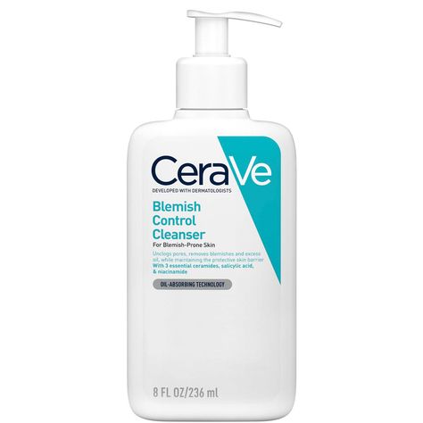 Refresh your complexion with the CeraVe Blemish Control Cleanser. Featuring a lightweight gel-to-foam texture, the gentle formula thoroughly cleanses and refines the skin, without leaving your base feeling stripped or tight.   The daily cleanser is enriched with three essential ceramides, niacinamide and 2% salicylic acid to help buff away dead skin cells and reduce the appearance of imperfections. Powered by oil-absorbing technology, hectorite clay diminishes excess sebum to promote a more matt Blemish Control Cleanser, Cerave Blemish Control, Foam Texture, Best Facial Cleanser, Shea Butter Body Shop, Blemish Remover, Treat Acne, Toning Shampoo, Hydrating Cleanser