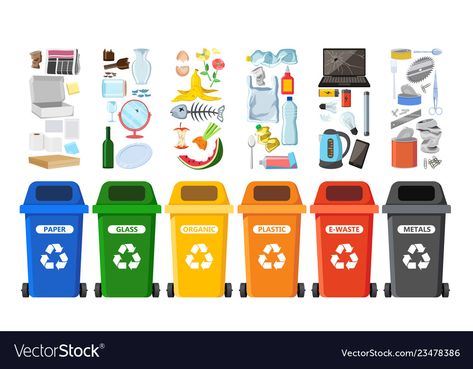 Recycling Activities For Kids, Recycling Activities, Metal Recycling, Types Of Waste, Paper Vector, Garbage Containers, E Waste, Earth Day Activities, Rubbish Bin