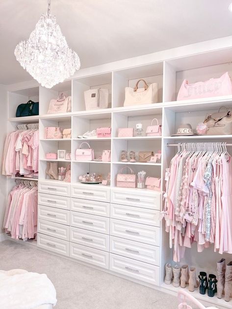 Pretty Storage Room, Women Room Ideas Bedrooms, Women Room Ideas, Organizing Goals, Women Room, Teen Closet, Aaliyah Jay, Pink Bedroom Design, Pink Closet