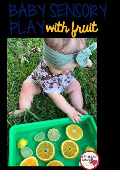 This is one of my favorite sensory play ideas for babies  or toddlers because it is taste safe! It makes a great sensory bin too. 9 Months Sensory Play, Sensory Ideas For 6 Month Olds, Sensory Activities With Food, Baby Spring Activities, 9 Month Sensory Bin, Garden Activities For Babies, Infant Garden Activities, Sensory Art For Infants, Sensory Development Activities