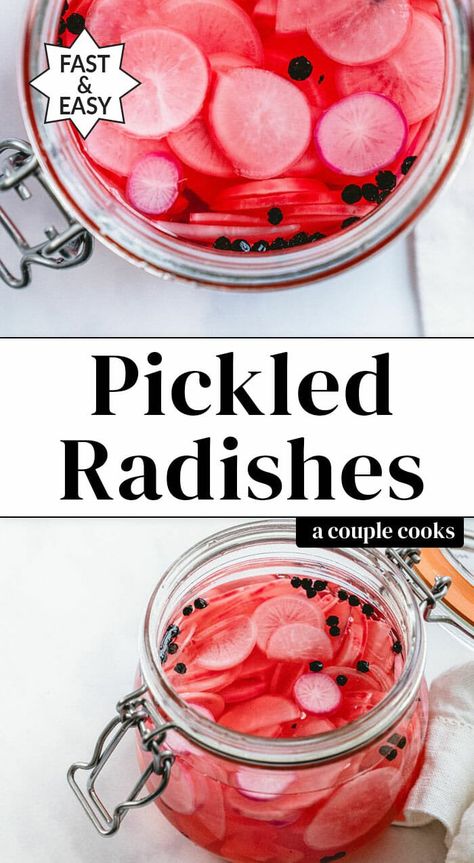 Pickle Radishes, Pickled Radish Recipe, Radishes Recipe, Radish Recipe, Quick Pickled Radishes, Quick Pickle, Pickled Radish, Vegetarian Ramen, Quick Pickled Onions