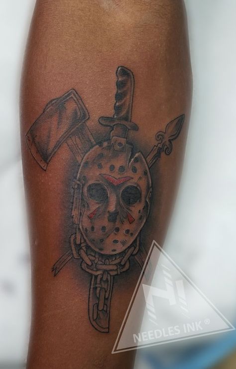 #jasonmasktattoo #tattoo #fyp #tattoosbyspider #needlesink #foryourpage #spidertattoostudio #inkeeze #triniartist Jason Mask Tattoo, Tattoos Spider, Jason Tattoo, Tattoo Mask, Tim Burton Tattoo, Jason Mask, Spider Tattoo, Mask Tattoo, Tattoo Stencil Outline