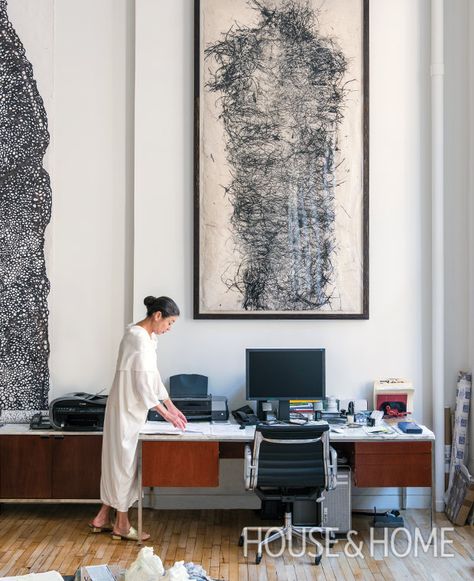 Michele Oka Doner Home, Shop With Caroline, Michele Oka Doner, Angular Architecture, Office Space Decor, Inspiring Homes, Nyc Loft, Mid Century Modern Desk, Ghost House