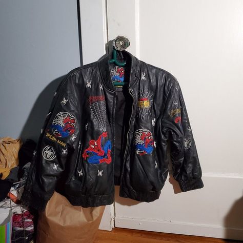 Spiderman Jacket Aesthetic, Spider Man Jacket, Spiderman Leather Jacket, Spiderman Jacket, Spiderman Merch, Spiderman Zip Up, Leather Jacket Men, Mens Jackets, Spiderman