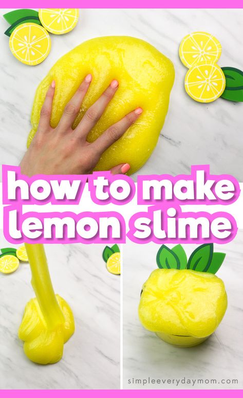 Jello Slime Recipe, Jello Slime, Slime Tutorial, Liquid Starch, Lemon Crafts, Lemon Jello, Easy Slime Recipe, Recipe For Kids, Slime For Kids