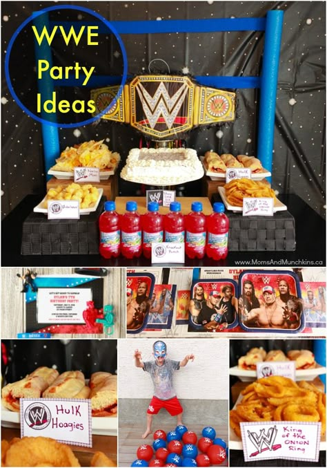 WWE Birthday Party Ideas for Kids - Moms & Munchkins Wrestling Birthday Party Ideas, Wrestling Birthday Party, Wwe Birthday Party Ideas, Wrestling Birthday Parties, Wrestling Birthday, Wrestling Party, Wwe Birthday Party, Wwe Party, Wwe Birthday