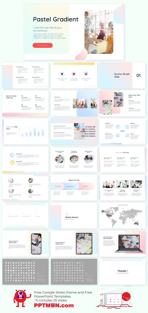 Pastel Gradient Free PowerPoint Template and Google Slides Theme – presentation by PPTMON
Features: 25+ Multi-purpose Design-IDEA Creative Simple Minimalist Presentation For PowerPoint templates and Google slides themes

#Simple, #PPTtemplate #PPT #PowerPoint #presentation #FREEPPTTEMPLATE, #PPTDESIGN, #POWERPOINTDESIGN, #PPTTEMPLATEDOWNLOAD, #POWERPOINTTEMPLATE, #GOOGLESLIDES, #GOOGLESLIDESTHEME, #GOOGLEPRESENTATION, #FREEPOWERPOINTBACKGROUND, #PRESENTATIONDESIGN, #FREEPOWERPOINTTEMPLATES Pastel Ppt Template, Powerpoint Design Backgrounds, Pastel Presentation, Ppt Inspiration, Google Site Templates, Grpahic Design, Shop Banner Design, Theme Presentation, Presentation Slides Design