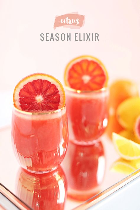 CITRUS SEASON ELIXIR + 30 DAY FRESH JUICE CHALLENGE - JustineCelina Juice Challenge, Healing Smoothie, Fresh Juice Recipes, Grapefruit Recipes, Detox Cleanse Diet, Ruby Red Grapefruit, Watermelon Mint, Citrus Juice, Pressed Juice