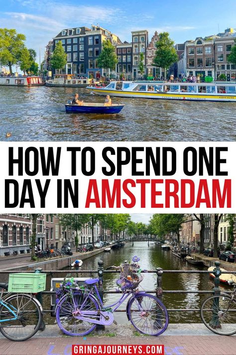 Embark on a whirlwind Amsterdam adventure in just one day with our expert guide! From indulging in Dutch pancakes to cruising the iconic canals, discover the city's highlights and hidden gems for an unforgettable experience. | amsterdam in one day | one day in amsterdam itinerary | 24 hours in amsterdam Amsterdam In A Day, Amsterdam Travel Tips, 2 Days In Amsterdam, What To Do In Amsterdam, 3 Days In Amsterdam, Amsterdam Weekend, Day In Amsterdam, Amsterdam Aesthetic, Amsterdam Attractions