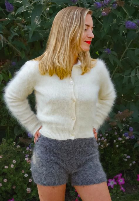 Angora Sweater Dress, Angora Cardigan, Fluffy Cardigan, Fluffy Sweater, Angora Sweater, Soft Cardigan, Fuzzy Sweater, Knit Sleeve, Sweater Set