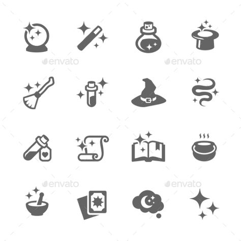 Magic Icons by davooda Simple Set of Magic Related Vector Icons for Your Design. Vector EPS 10 Format. Well Organized and Layered. Fully Editable. Can Be Wizard Icon, Magic Tattoo, Magic Symbols, Simple Icon, Book Icons, Iphone Layout, Web Icons, Witch Decor, Game Icon