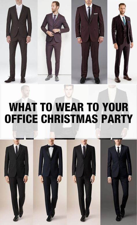 What To Wear To Your Office Christmas Party - Men's Style Tips Suits For Christmas Party, Mens Xmas Party Outfit Men, Men’s Christmas Party Attire, Christmas Party Suits For Men, Mens Christmas Party Outfit Formal, Work Christmas Party Outfit Men, Mens Holiday Party Outfit Classy, Formal Christmas Party Outfit Men, Men’s Christmas Party Outfit