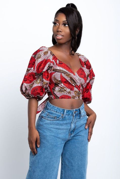 African Crop Top, African Print Crop Top, Ankara Crop Top, Crop Top Styles, Ankara Blouse, African Blouses, Ankara Tops, African Tops, African Print Tops