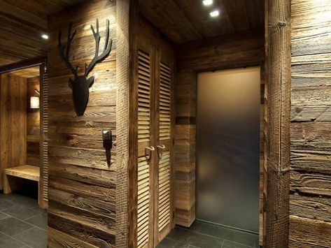 Chalet Entrance, Alps Chalet, Western Lodge, Mountain Interior Design, Luxury Chalet Interior, Chalet Interior Design, Mountain Interiors, Chalet Interior, Basement Inspiration