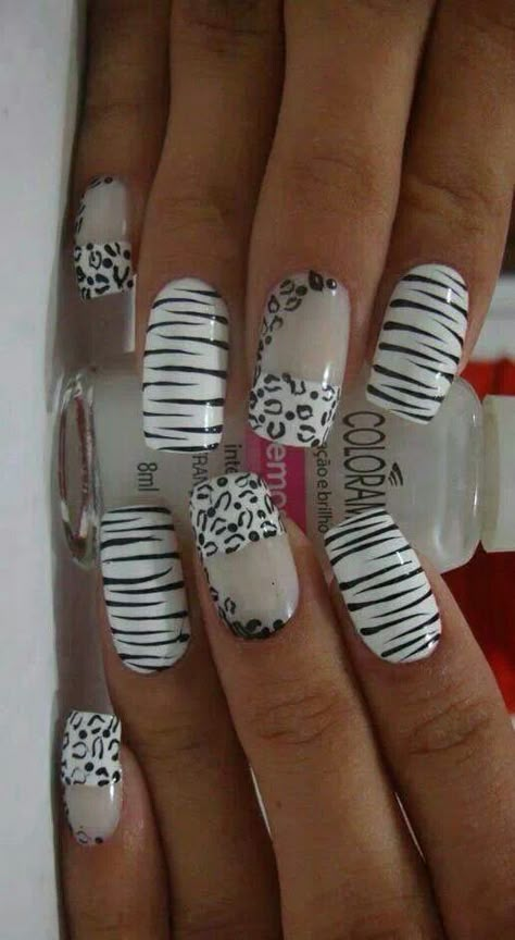 LOVE Leopard Nail Designs, Black And White Nail, Zebra Nails, November Nails, Leopard Nails, Animal Print Nails, Nails And Toes, Her Nails, Nail Swag