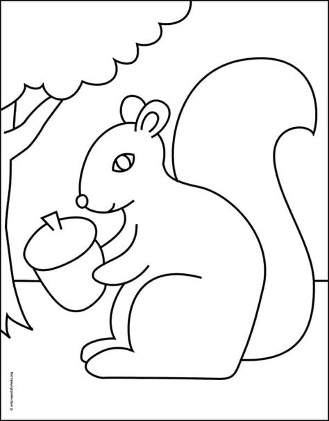 Easy How to Draw a Squirrel Tutorial and Squirrel Coloring Page Squirrel Pattern Printable, Easy Squirrel Drawing, Squirrel Drawing Easy, Draw A Squirrel, Squirrel Drawing, Chicken Coloring Pages, Squirrel Coloring Page, Drawing Stand, Texas Edition