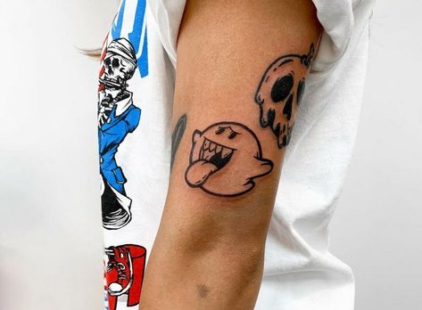 Mario Ghost Tattoo, Super Mario Ghost, Ghost Tattoo Ideas, Mario Ghost, Mario Tattoo, Ghost Tattoo, Blow Your Mind, Super Mario, Tattoo Ideas