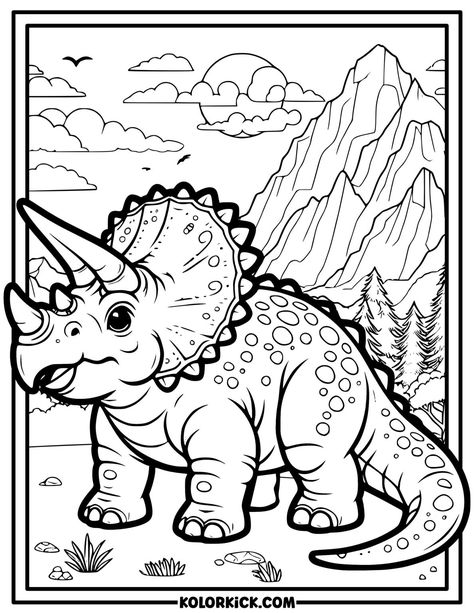 Cute Dinosaur Coloring Pages - 100% free printable PDFs of adorable dinosaur coloring pages for kids of all ages. Perfect for a rainy day or quiet time.  #DragonFreeColoringPages #DinosaursColoringPagesFreePrintable #DinosaurColouringInFreePrintable #DinosaurImagesFreePrintable Unicorn Pokemon, Relaxing Illustration, Free Dinosaur Coloring Pages, Cute Dinosaur Coloring Pages, Dinosaur Coloring Pages For Kids, Hello Kitty Princess, Animals Disney, Merry Christmas Coloring Pages, Easter Animals