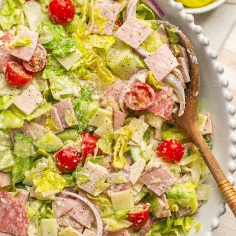 Chopped Italian Grinder Salad Recipe (with Creamy Dressing) - Mary's Whole Life Cold Dinner Ideas, Italian Grinder Salad, Italian Grinder, Hot Weather Meals, Grinder Salad, Turkey Chops, Satisfying Salads, Creamy Dressing, Fresh Salad Recipes