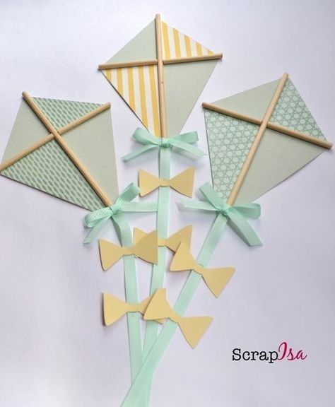 Kite Decoration, Kite Party, Diy Kite, Kite Making, Idee Babyshower, Diy Napkins, Kites, Baby Decor, Origami Paper