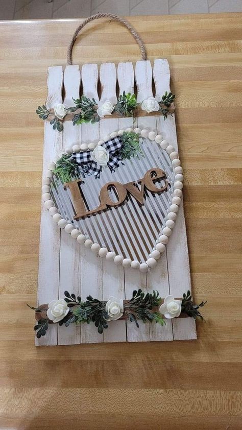 Dollar Tree Crafts, Creations, and Inspirations | I’m loving these paint stirrers crafts  | Facebook Craft Painting Ideas, Wooden Hearts Crafts, Farm Core, Dollar Store Inspired Decor, Quilling Flower Designs, Paint Stirrers, Heart Craft, Jenga Blocks, Crafty Decor