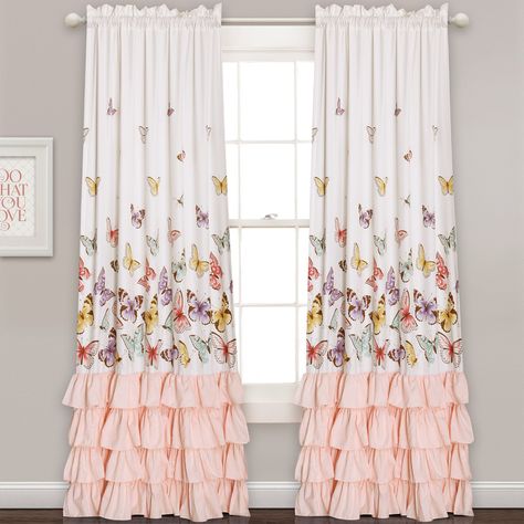 Pink Machine, Ruffle Curtains, Butterfly Room, Teen Girl Bedroom, Lush Decor, Shabby Chic Bedrooms, Rod Pocket Curtain Panels, Big Girl Rooms