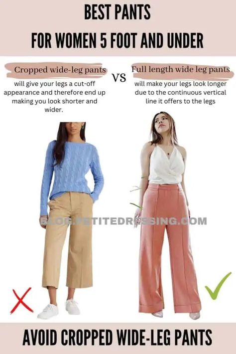 Pants Length Guide, Pants Guide, Low Rise Pants, Sailor Pants, Cropped Wide Leg Pants, Short Torso, High Waist Fashion, Petite Women, Slim Fit Pants