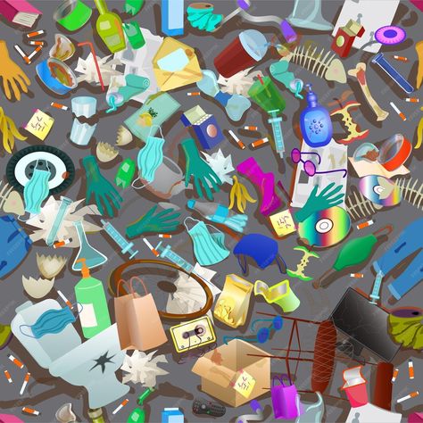 Premium Vector | Unsorted trash heap seamless pattern bio waste industrial waste medical waste Wedding Cake Boxes, Flotsam And Jetsam, Industrial Waste, Slim Diet, Solid Waste, Rubbish Bin, Recycling Bins, Healthy Happy, Card Box