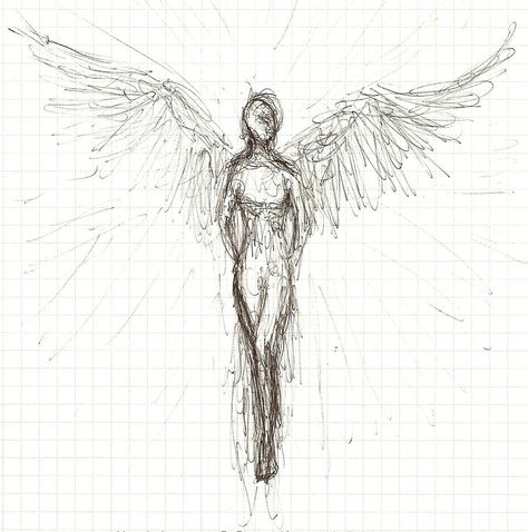 Demon Sketch Easy, Angel Drawing Easy, Angel Sketch, Wings Sketch, Easy Sketches, Wings Drawing, Angel Drawing, Ange Demon, Angel Painting