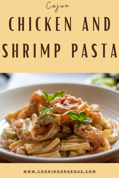 Quick and easy pasta dish consisting of garlicky and creamy sauce made with shrimp and chicken pieces. Chicken And Prawn Pasta, Cajun Chicken And Shrimp Pasta, Shrimp And Chicken Pasta, Cajun Chicken And Shrimp, Easy Pasta Dinner Recipes, Creamy Cajun Chicken, Shrimp Pasta Recipe, Tiger Prawns, Best Pasta Dishes