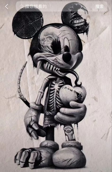 Horrible Images, Evil Cartoon Characters, Dark Disney Tattoo, Mandala Elephant Tattoo, Dark Disney Art, Zombie Tattoo, Gothic Tattoos, Fairytale Book, Disney Horror