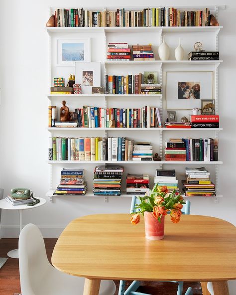 Our Brooklyn Apartment | Cup of Jo Scandinavian Bookshelf, Shelving Units Living Room, Ikea Wall, Ikea Bookshelves, Brooklyn Apartment, Ikea Shelves, Home Library Design, Bookshelf Design, Concept Home