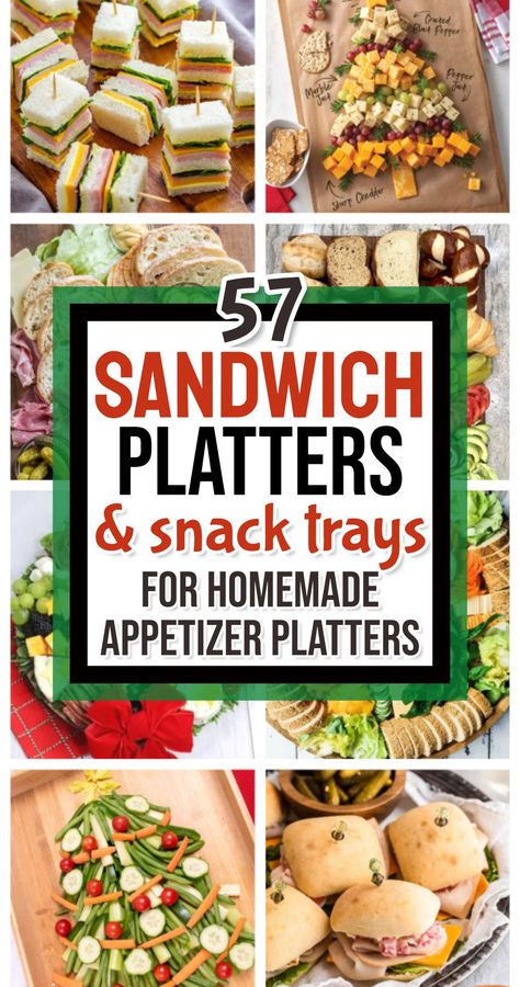 57 Sandwich Platters and DIY Snack Trays For Parties. Yummy cheap appetizer bites,cold finger foods, heavy hors d’oeuvres, make ahead room temp bite-sized shareable snacks and elegant light finger foods. These easy charcuterie boards are perfect for any gathering. LOTS of budget-friendly party food ideas, mini sandwiches and shareable snacks for party events. DIY party platters for for small groups, Christmas, New Years Eve gathering or office potluck. Walmart Sandwich Trays, Store Bought Tea Party Food, Big Sandwiches Parties Food, Charcuterie Board Mini Sandwiches, Condiment Tray Ideas, Snack Tray Ideas For Party, Easy Platters For Party, Deli Sandwich Charcuterie Board, Finger Sandwiches Recipes