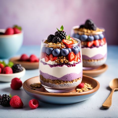 Chia & Mixed Berry Yogurt Parfait – Vegetarian Yogurt Chia Seed Parfait, Mixed Berry Parfait, Healthy Yogurt Breakfast, Mixed Berry Recipes, Botanical Cafe, Girly Brunch, Berry Yogurt Parfait, Fruit Parfaits, Yoghurt Parfait