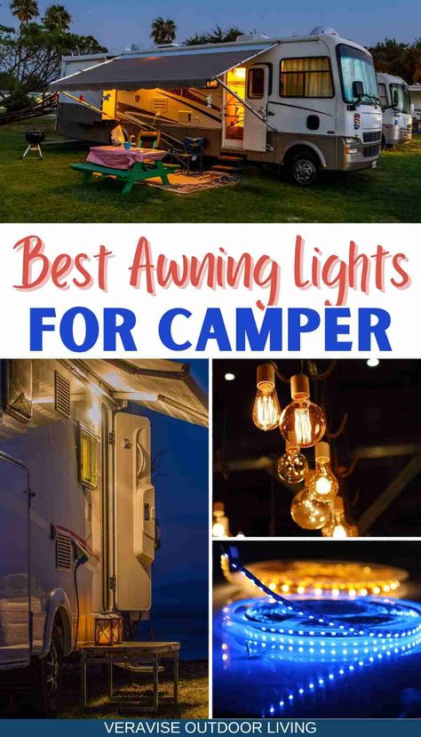 There are a lot of different awning lights on the market, but which one is the best for campers? We've done the research and found the ones that will make your camping experience better. Find out what they are and why they're the best here. Rv Awning Lights, Camper Lights Outdoor, Camper Awning Lights, Camper Awning, Camping String Lights, Camper Lights, Rv Awning, Rv Exterior, Rv Lighting