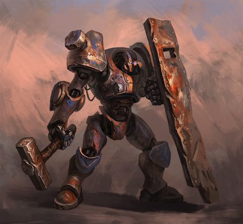 Character Design Ideas, Warrior Character, Steampunk Characters, Knight Art, Alien Concept Art, Dungeons And Dragons Homebrew, Robot Art, Robots Concept, Robot Concept Art