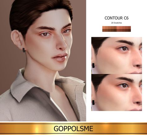 GPME-GOLD Face Contour C6 | GoppolsMe on Patreon Sims4 Cc Contour, Sims Cc Contour, Male Contour, Sims4 Makeup, Alpha Sims, Male Face Shapes, Sims4 Mod, Angular Face, The Sims 4 Skin