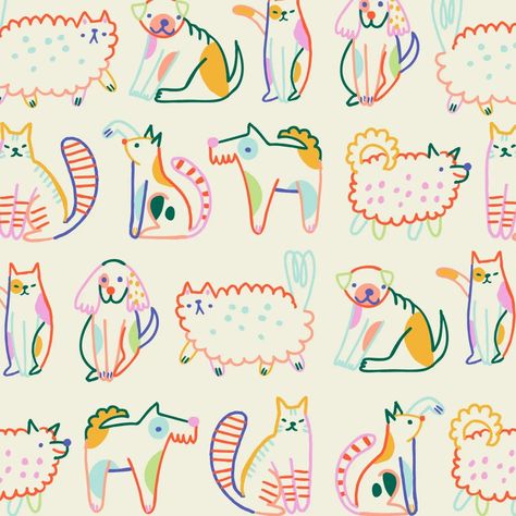 Behance Illustration, Brand Illustration, Handpoke Tattoo, 강아지 그림, Art Et Illustration, Dog Illustration, Pottery Painting, Cats Dogs, Cute Illustration